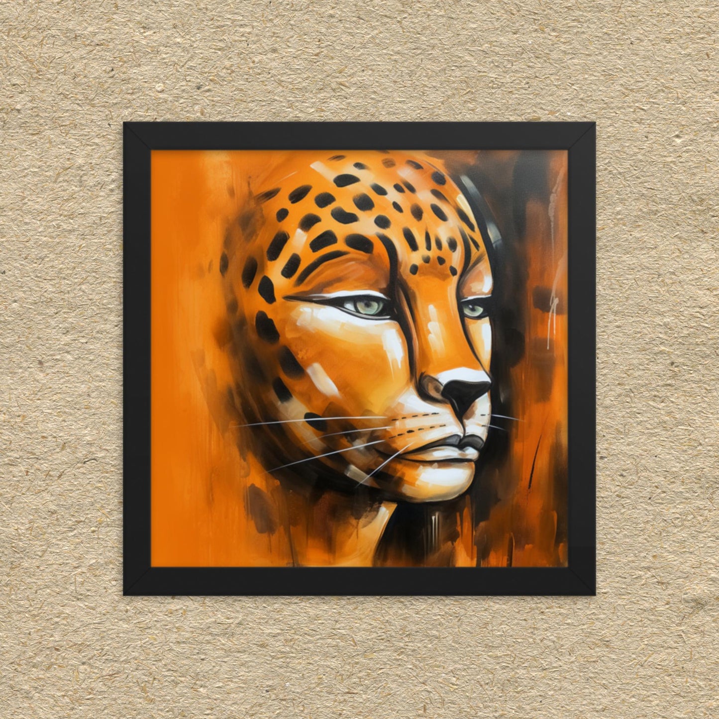 'A-FELINE': Mixed media Framed art poster