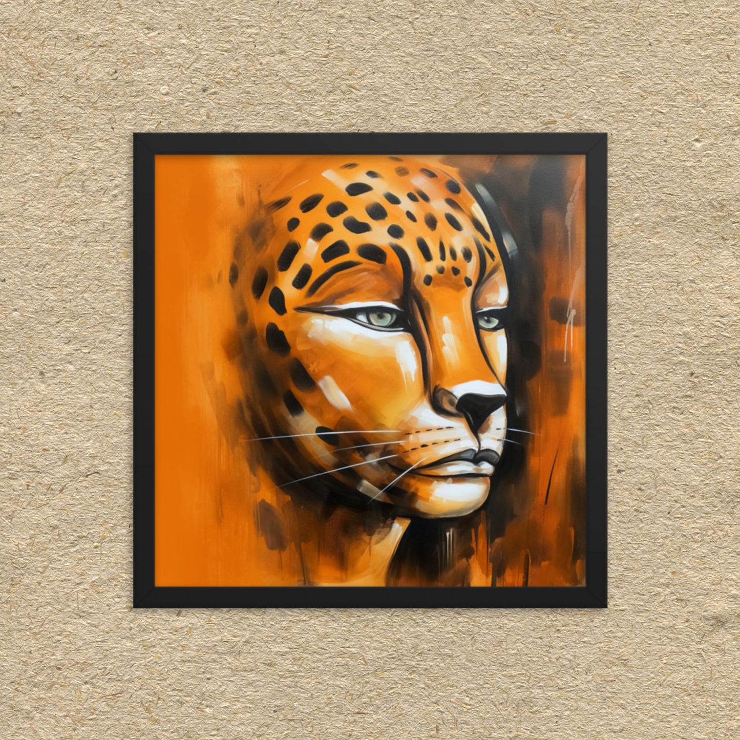 'A-FELINE': Mixed media Framed art poster