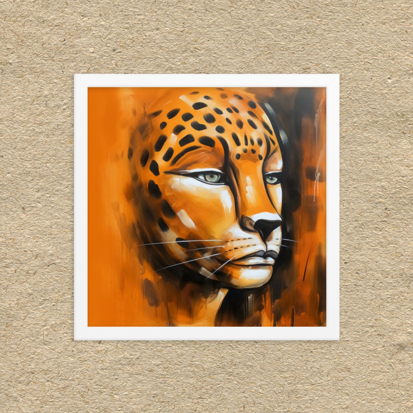'A-FELINE': Mixed media Framed art poster