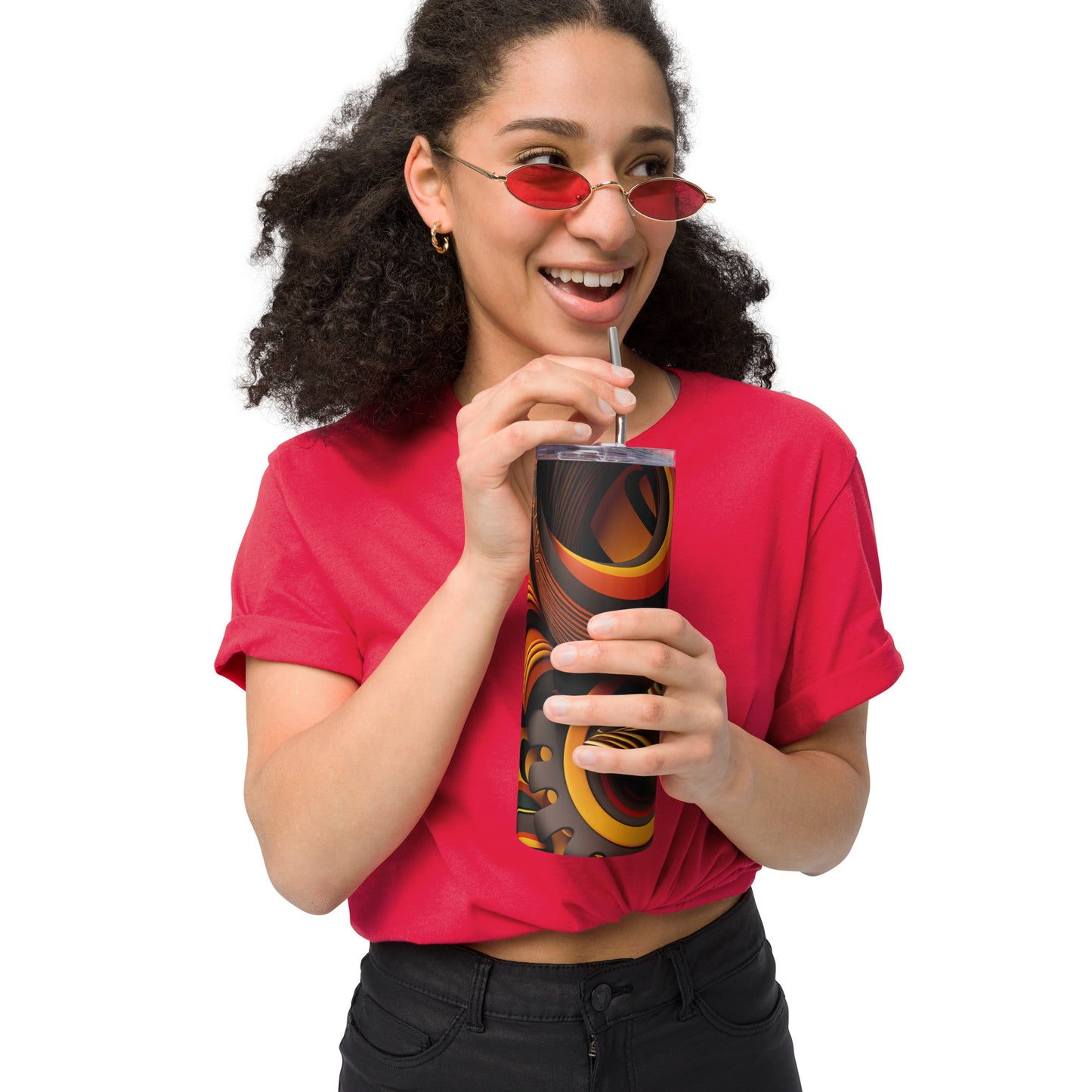 'ANGLED DESIGN': Stainless steel tumbler