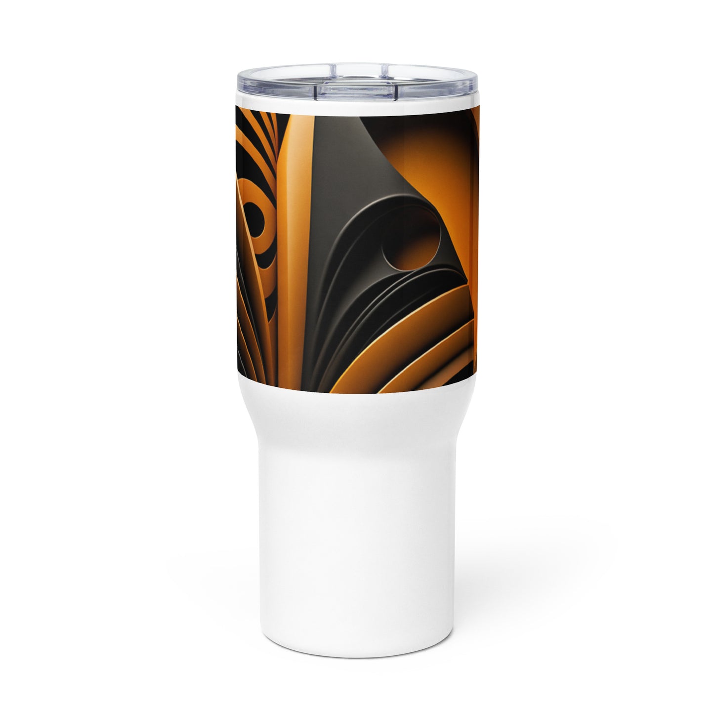 'ANGLED DESIGN;" Travel mug with a handle