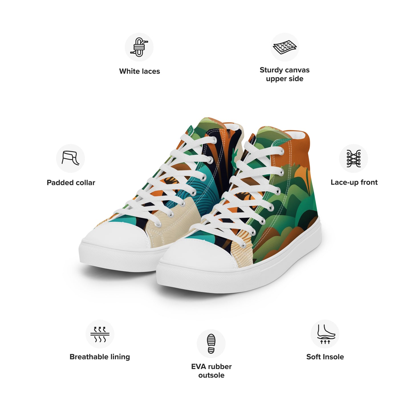 Ethnic design print: Men’s high top canvas shoes