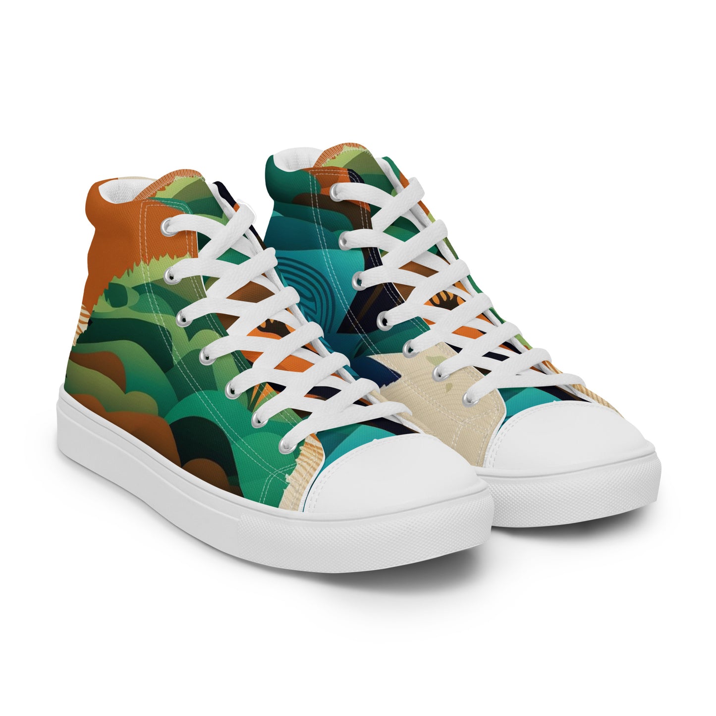 Ethnic design print: Men’s high top canvas shoes