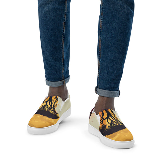 Ethnic design print: Men’s slip-on canvas shoes