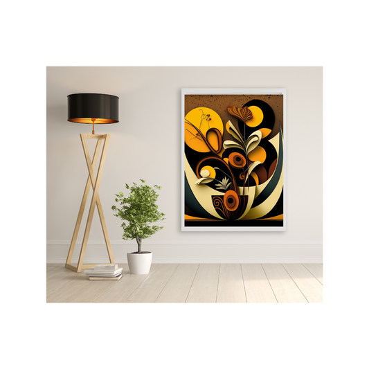 'BLOOM' abstract African design: Framed canvas art