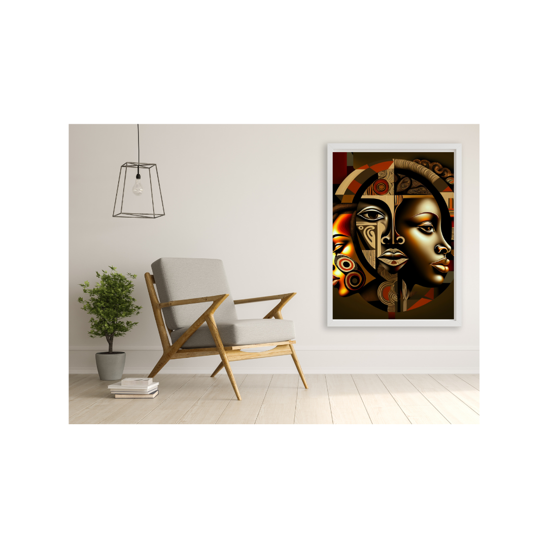 'ACCORD' abstract African design: Framed canvas art
