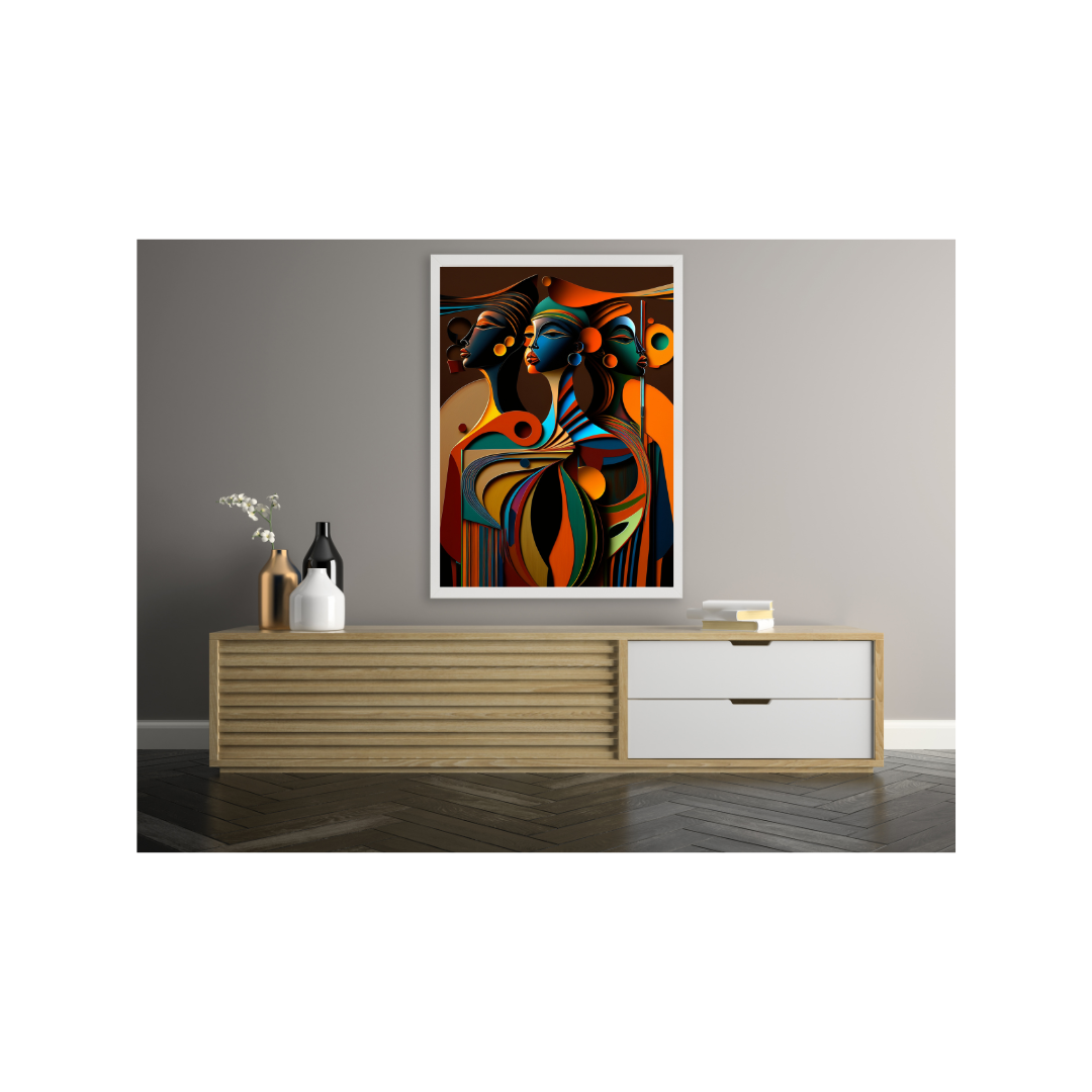 'HARMONIZE' abstract African design: Framed canvas art