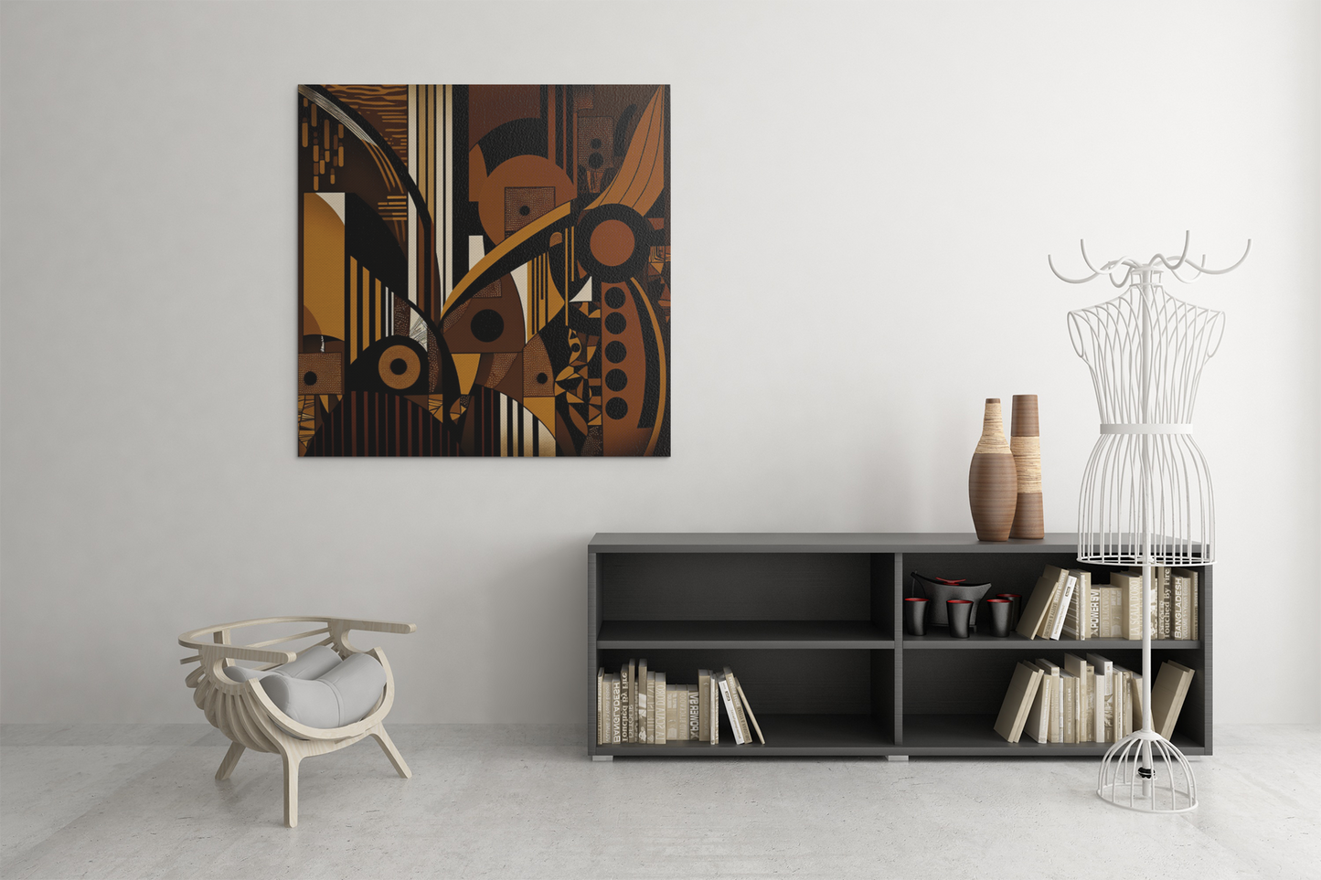 'RESOLVE' abstract African design: Framed canvas art