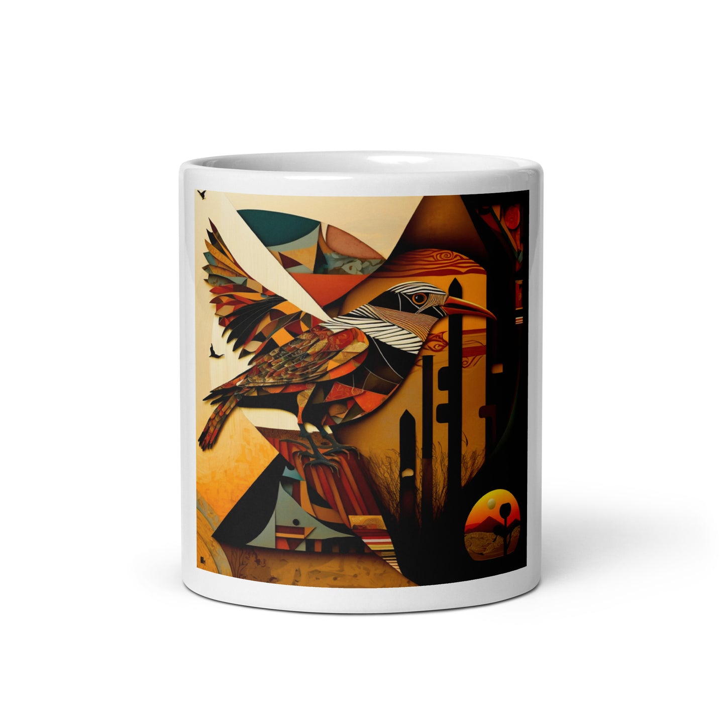'Flight' ethnic design: White glossy mug