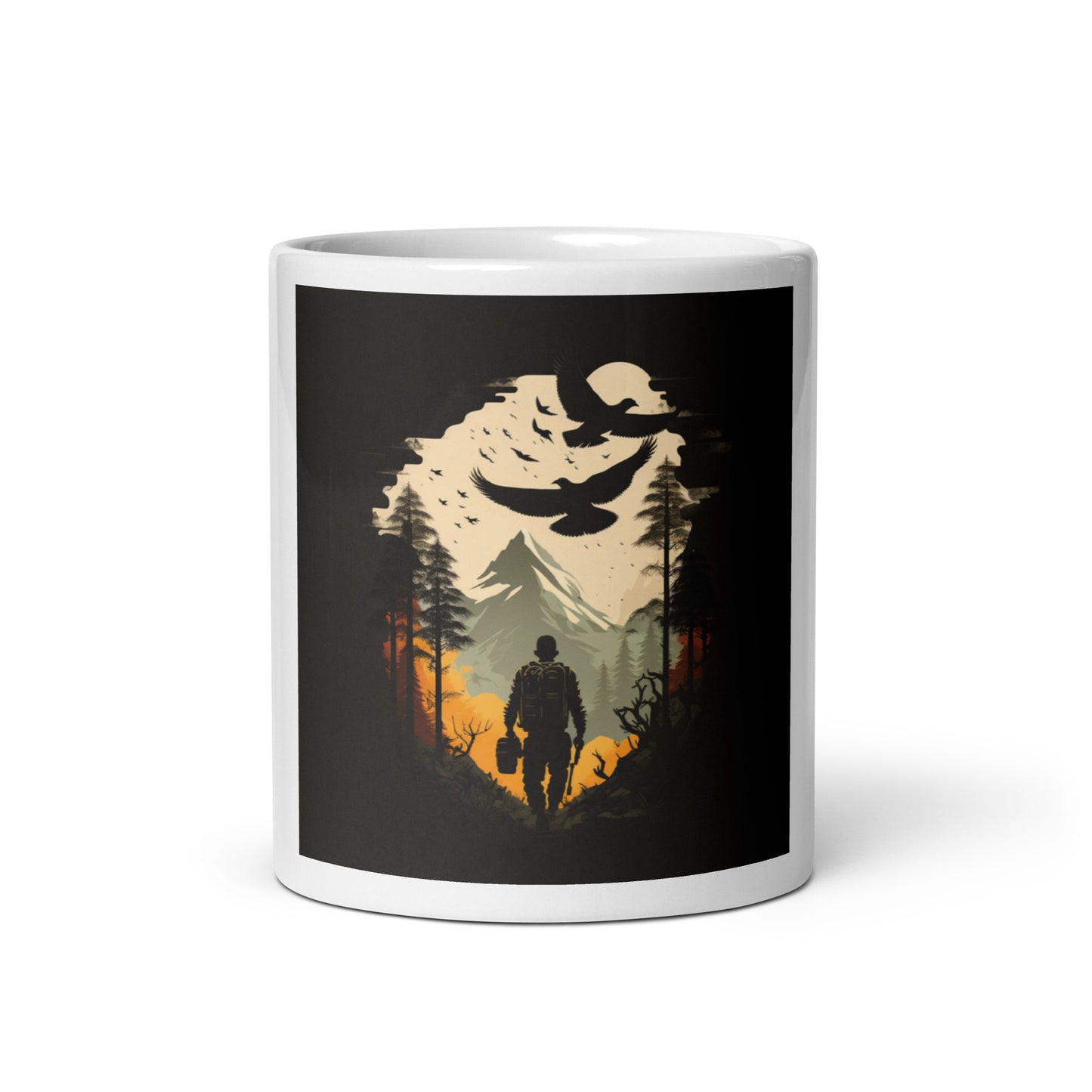 'Adventure' design concept: White glossy mug