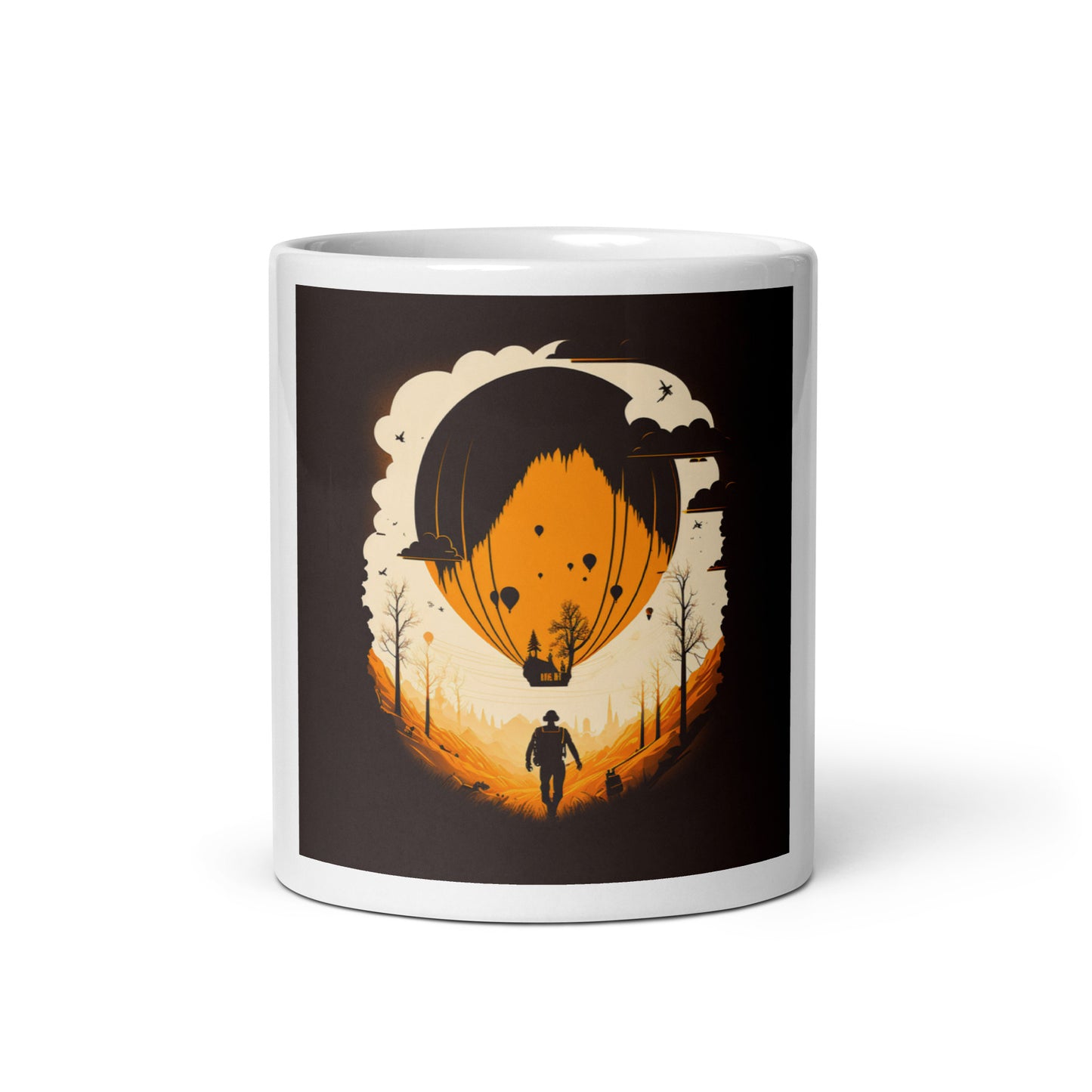 'Adventure' design concept: White glossy mug