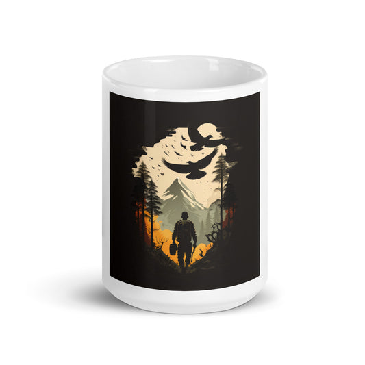 'Adventure' design concept: White glossy mug