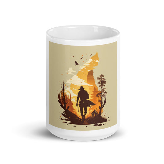 'Adventure' design concept: White glossy mug