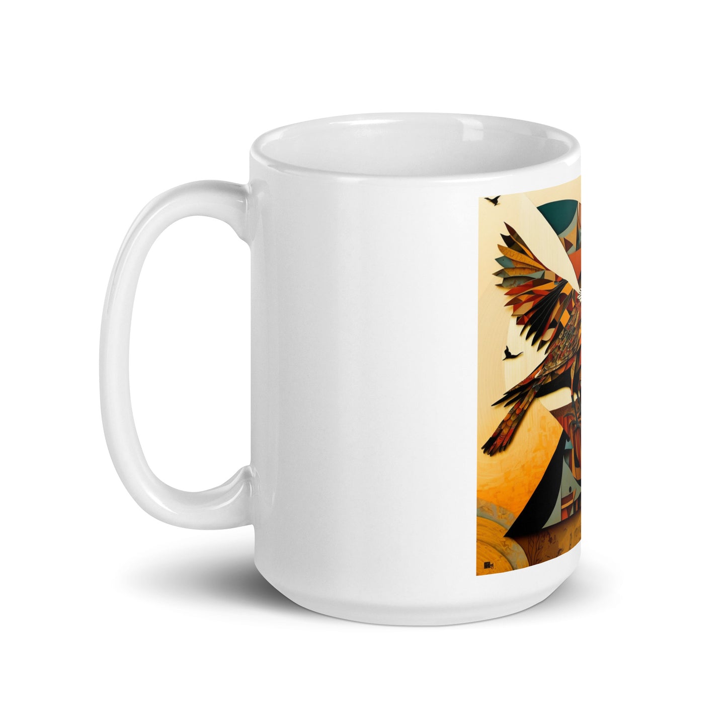 'Flight' ethnic design: White glossy mug