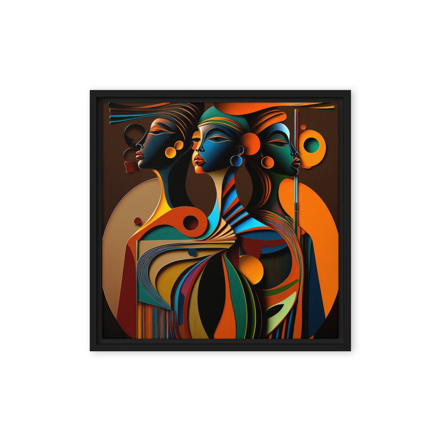 'HARMONIZE' abstract African design: Framed canvas art