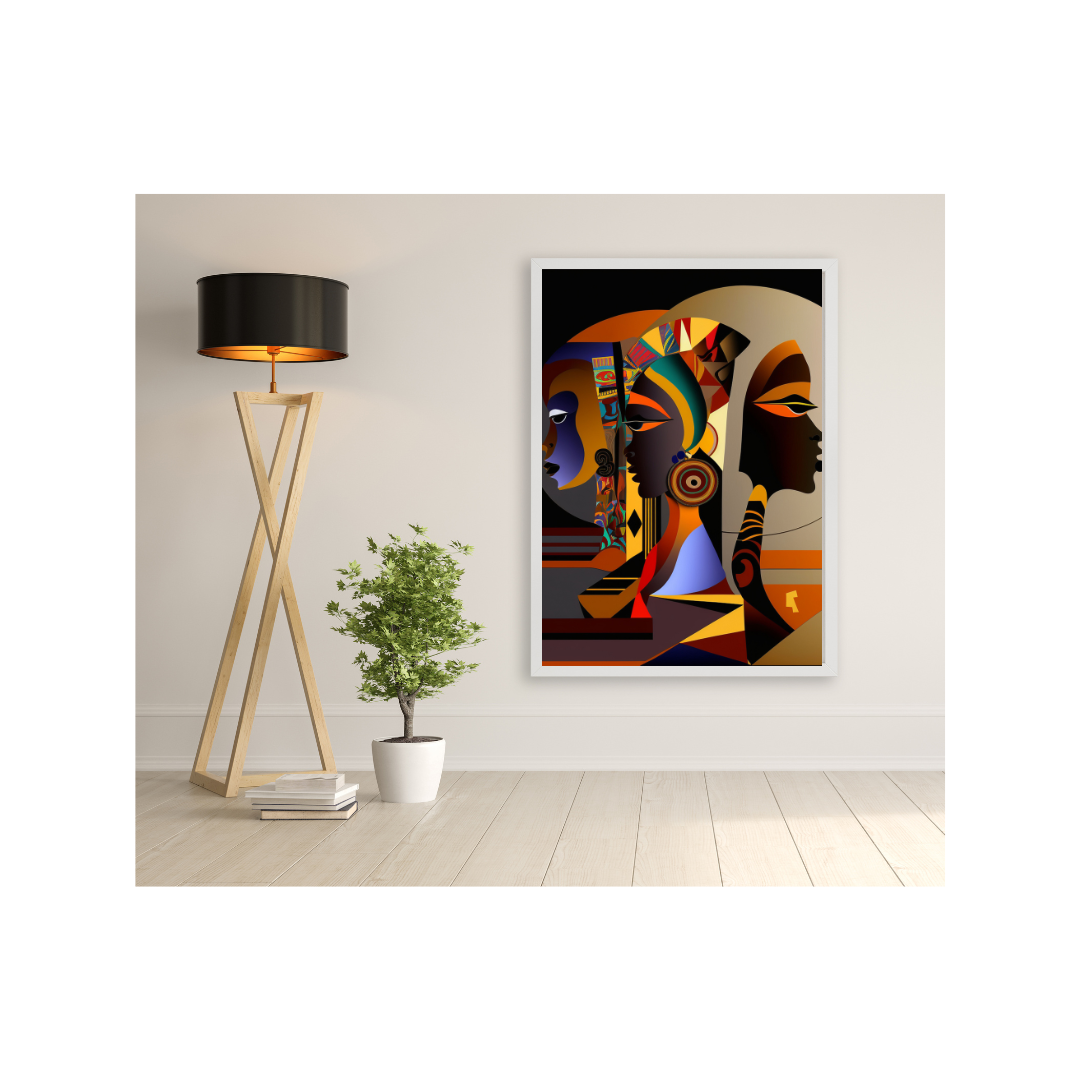 'SYNTHESIZE' abstract African design: Framed canvas art